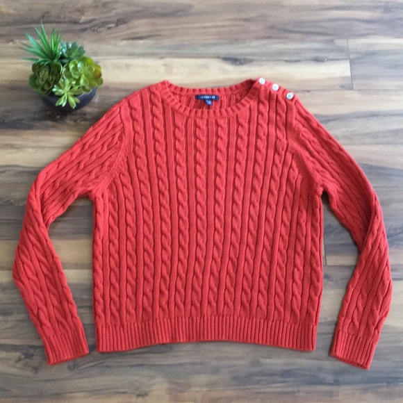Lands' End Sweaters - SALE! Lands’ End Orange CableKnit Crewneck Sweater